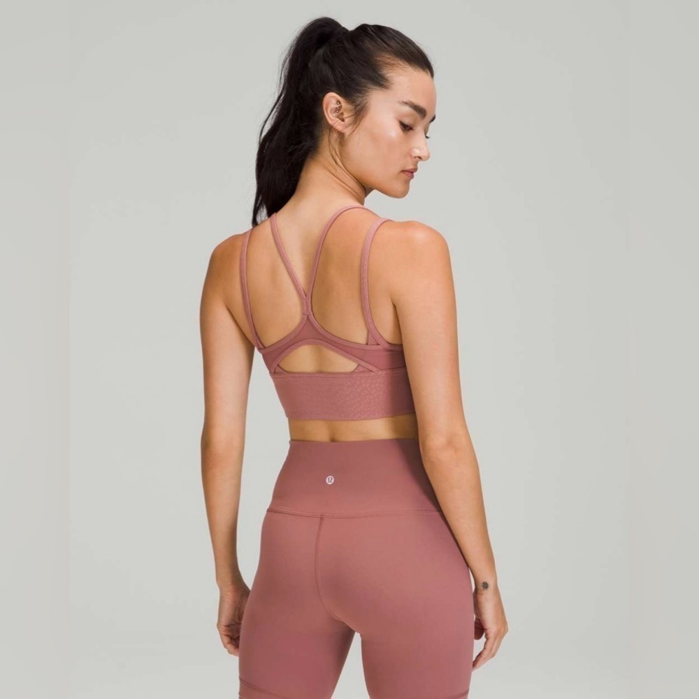 Lululemon Nulu & Mesh Yoga Bra Light Support, A/B Cups Jewel Emboss Spiced Chai